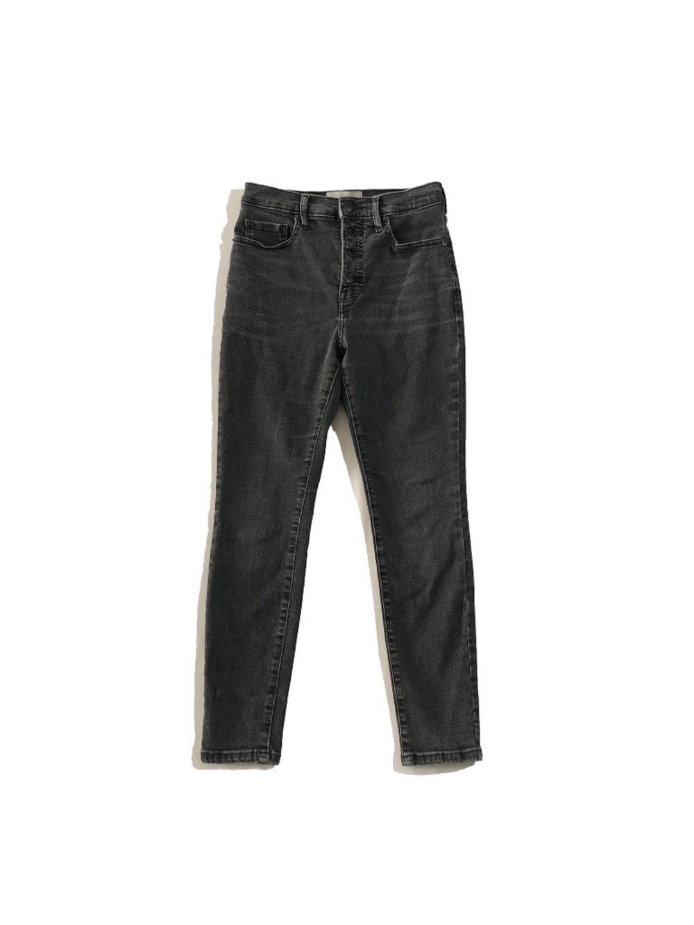 Everlane Jeans Womens Sz 27 Black/Charcoal The High Rise Skinny Ankle Button Fly